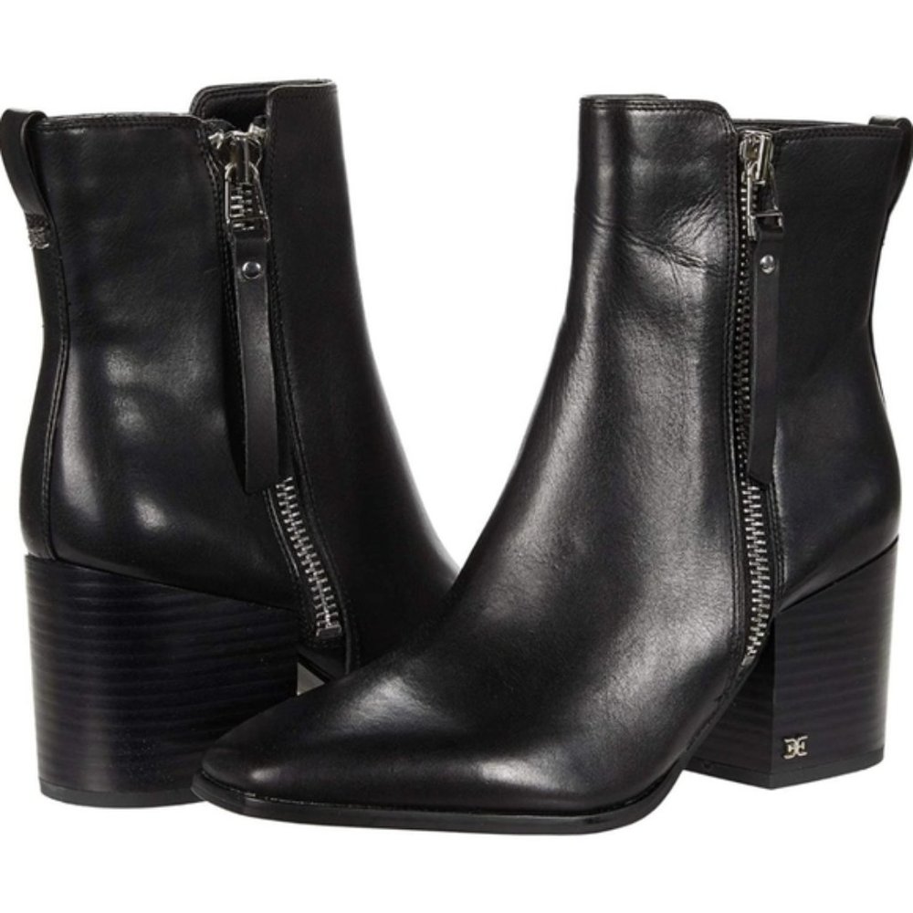 Sam Edelman Carlysle Lea Leather Ankle Boots Black